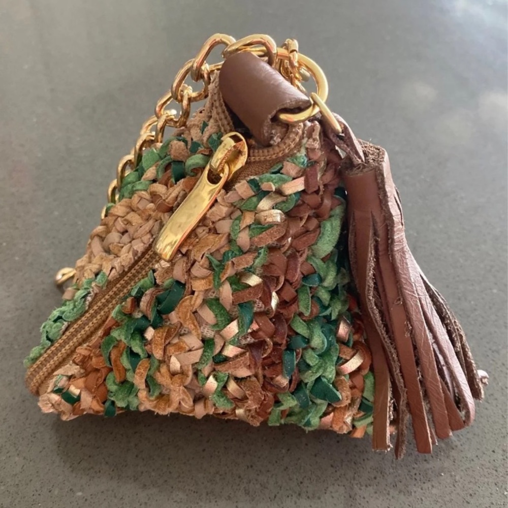 Coin purse goat leather tricot green / brown